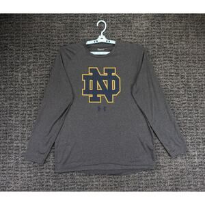 Notre Dame Fighting Irish Shirt Mens XL Gray Loose Performance Under Armour NCAA